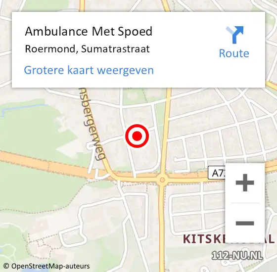 Locatie op kaart van de 112 melding: Ambulance Met Spoed Naar Roermond, Sumatrastraat op 12 juni 2024 08:37