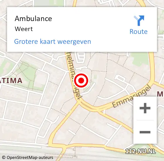 Locatie op kaart van de 112 melding: Ambulance Weert op 12 juni 2024 08:50