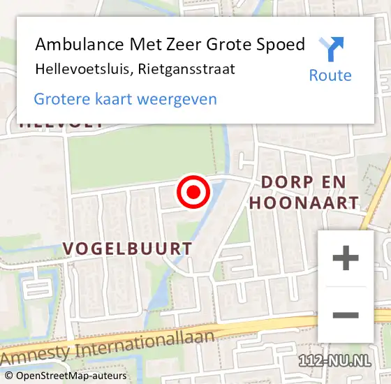 Locatie op kaart van de 112 melding: Ambulance Met Zeer Grote Spoed Naar Hellevoetsluis, Rietgansstraat op 12 juni 2024 09:00