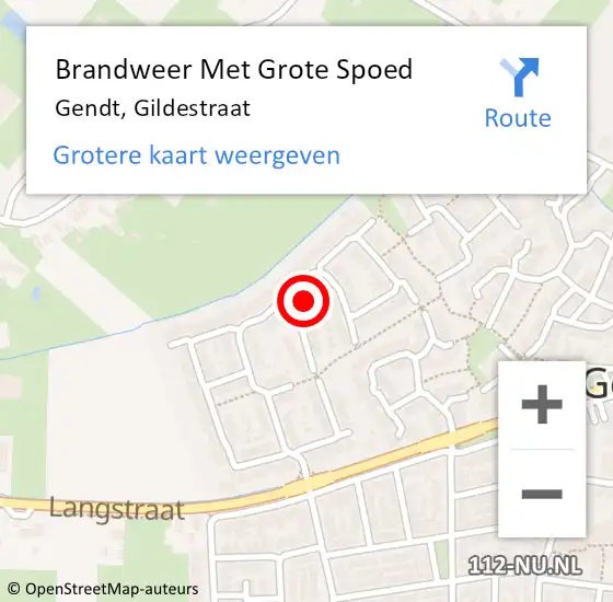 Locatie op kaart van de 112 melding: Brandweer Met Grote Spoed Naar Gendt, Gildestraat op 12 juni 2024 09:11