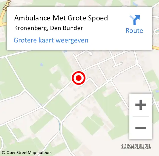Locatie op kaart van de 112 melding: Ambulance Met Grote Spoed Naar Kronenberg, Den Bunder op 9 oktober 2014 09:10