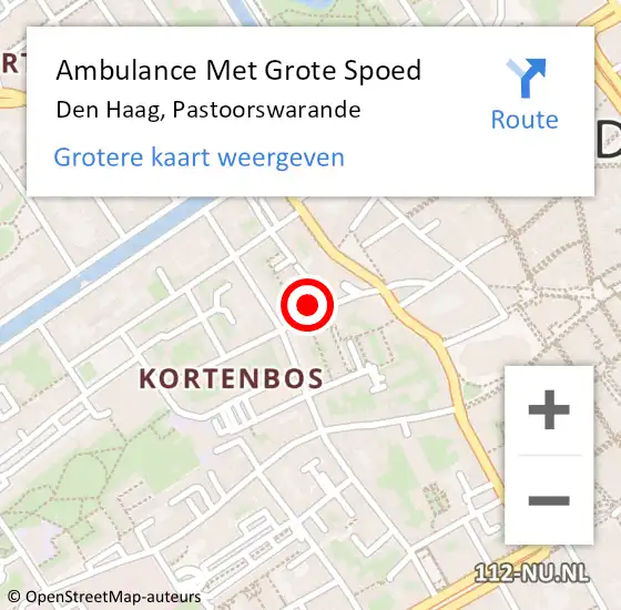 Locatie op kaart van de 112 melding: Ambulance Met Grote Spoed Naar Den Haag, Pastoorswarande op 12 juni 2024 09:24