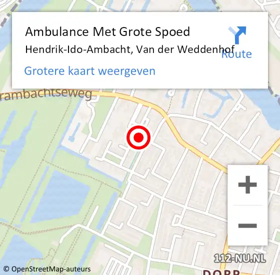 Locatie op kaart van de 112 melding: Ambulance Met Grote Spoed Naar Hendrik-Ido-Ambacht, Van der Weddenhof op 12 juni 2024 09:36