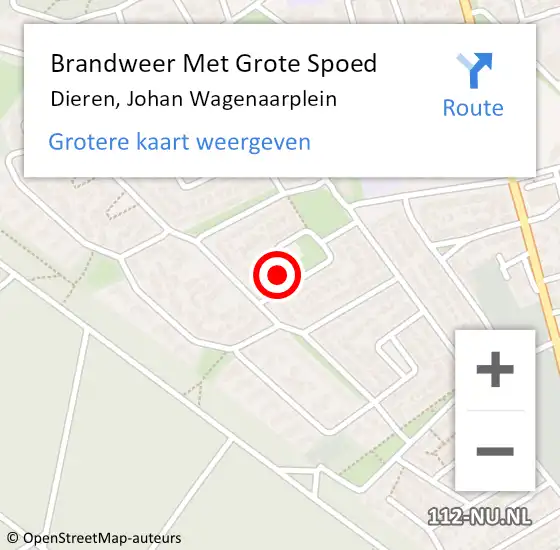 Locatie op kaart van de 112 melding: Brandweer Met Grote Spoed Naar Dieren, Johan Wagenaarplein op 12 juni 2024 09:55