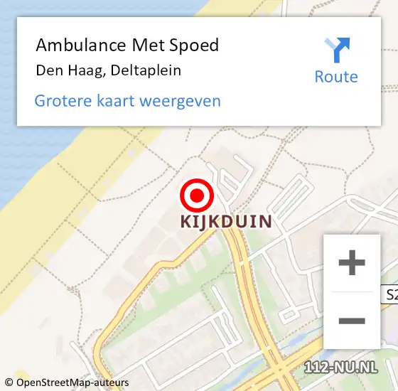 Locatie op kaart van de 112 melding: Ambulance Met Spoed Naar Den Haag, Deltaplein op 12 juni 2024 09:57