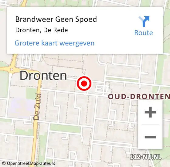 Locatie op kaart van de 112 melding: Brandweer Geen Spoed Naar Dronten, De Rede op 12 juni 2024 10:16