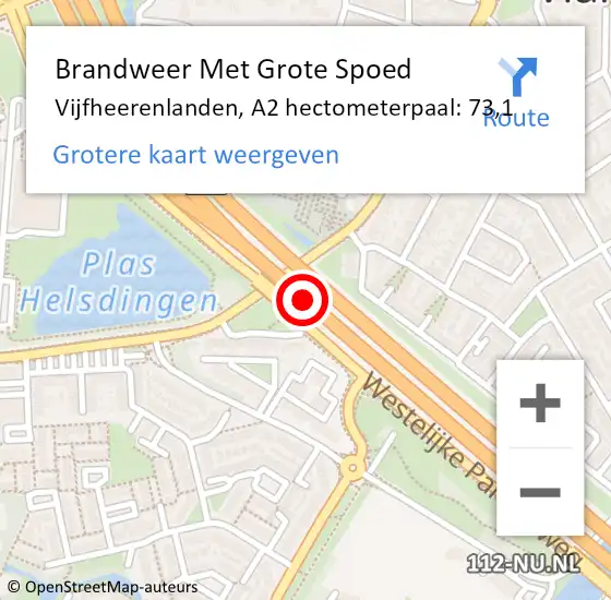 Locatie op kaart van de 112 melding: Brandweer Met Grote Spoed Naar Vijfheerenlanden, A2 hectometerpaal: 73,1 op 12 juni 2024 10:19