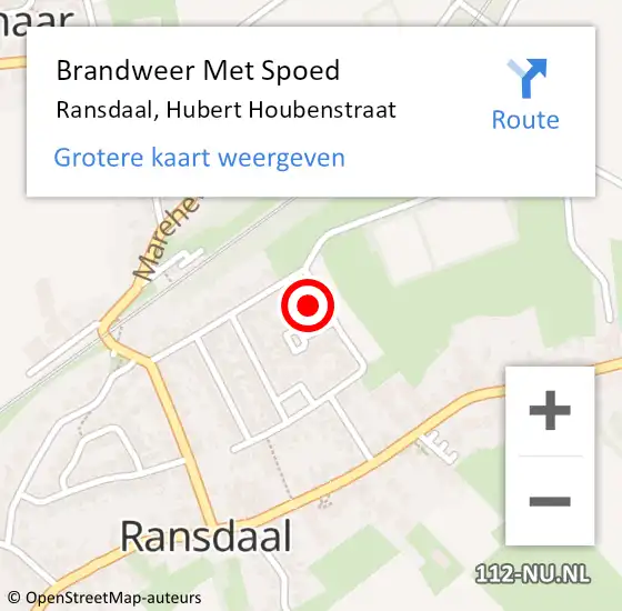 Locatie op kaart van de 112 melding: Brandweer Met Spoed Naar Ransdaal, Hubert Houbenstraat op 12 juni 2024 10:29