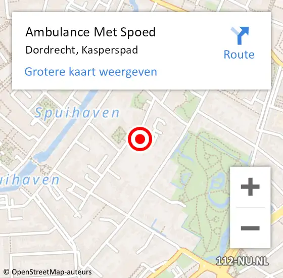 Locatie op kaart van de 112 melding: Ambulance Met Spoed Naar Dordrecht, Kasperspad op 12 juni 2024 11:22