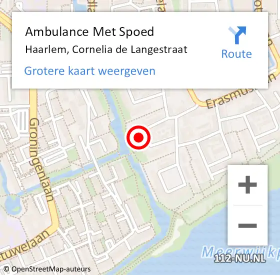 Locatie op kaart van de 112 melding: Ambulance Met Spoed Naar Haarlem, Cornelia de Langestraat op 12 juni 2024 11:23