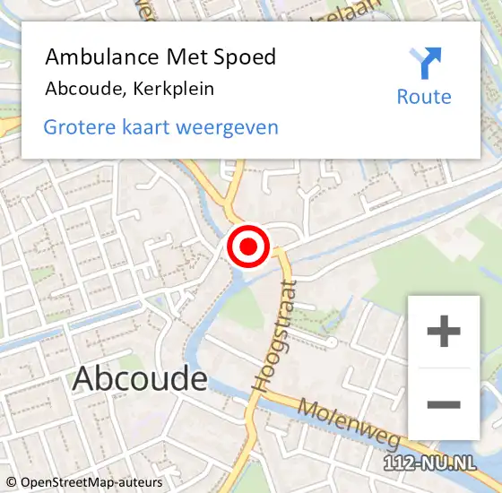 Locatie op kaart van de 112 melding: Ambulance Met Spoed Naar Abcoude, Kerkplein op 12 juni 2024 11:32