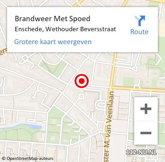 Locatie op kaart van de 112 melding: Brandweer Met Spoed Naar Enschede, Wethouder Beversstraat op 12 juni 2024 11:34