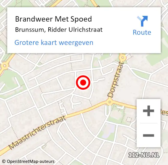 Locatie op kaart van de 112 melding: Brandweer Met Spoed Naar Brunssum, Ridder Ulrichstraat op 12 juni 2024 11:37