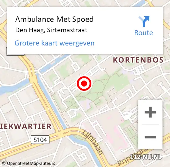 Locatie op kaart van de 112 melding: Ambulance Met Spoed Naar Den Haag, Sirtemastraat op 12 juni 2024 11:39