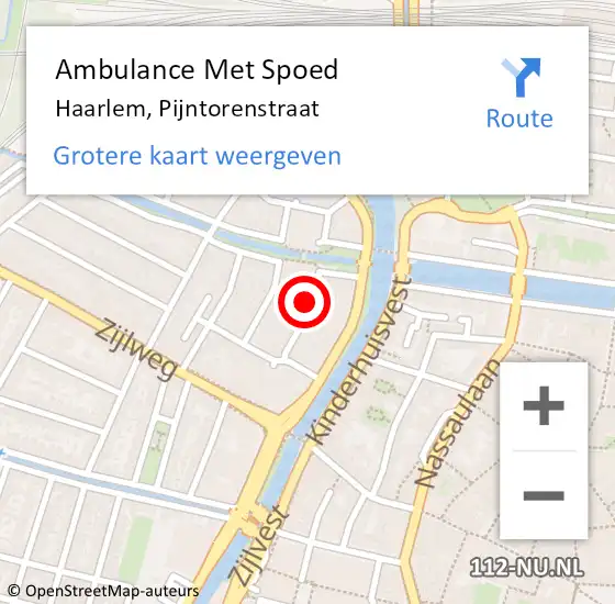 Locatie op kaart van de 112 melding: Ambulance Met Spoed Naar Haarlem, Pijntorenstraat op 12 juni 2024 11:46