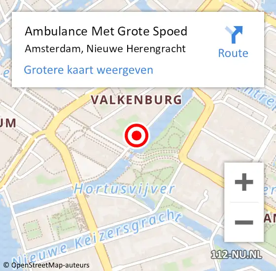 Locatie op kaart van de 112 melding: Ambulance Met Grote Spoed Naar Amsterdam, Nieuwe Herengracht op 12 juni 2024 11:50