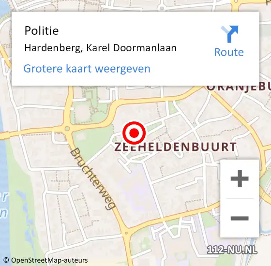 Locatie op kaart van de 112 melding: Politie Hardenberg, Karel Doormanlaan op 12 juni 2024 11:58