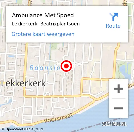 Locatie op kaart van de 112 melding: Ambulance Met Spoed Naar Lekkerkerk, Beatrixplantsoen op 12 juni 2024 12:00