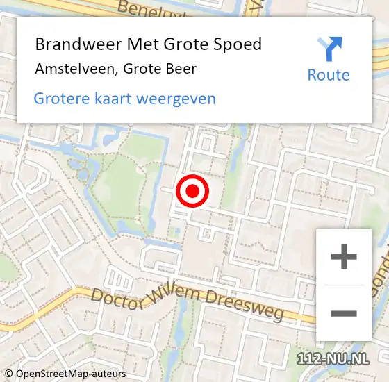 Locatie op kaart van de 112 melding: Brandweer Met Grote Spoed Naar Amstelveen, Grote Beer op 12 juni 2024 12:10