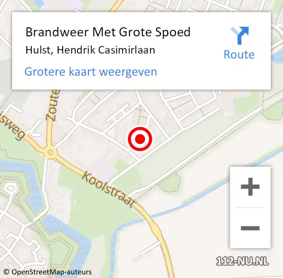 Locatie op kaart van de 112 melding: Brandweer Met Grote Spoed Naar Hulst, Hendrik Casimirlaan op 12 juni 2024 12:23