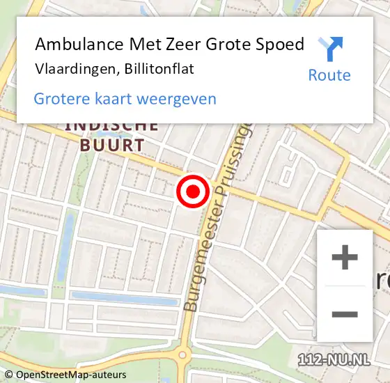 Locatie op kaart van de 112 melding: Ambulance Met Zeer Grote Spoed Naar Vlaardingen, Billitonflat op 12 juni 2024 12:31