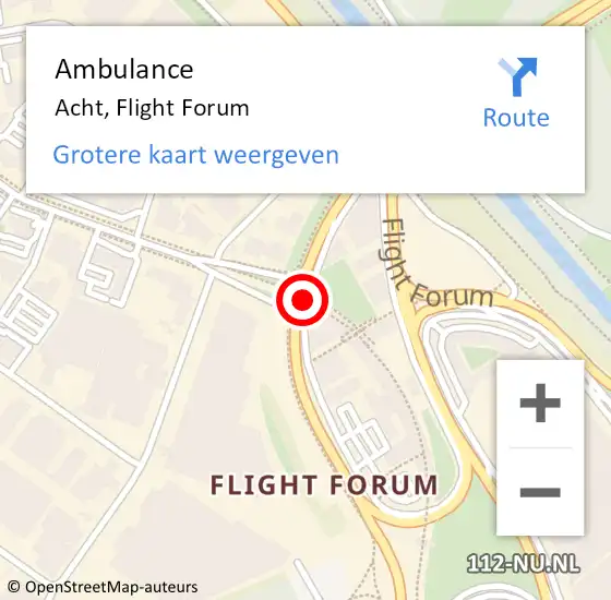 Locatie op kaart van de 112 melding: Ambulance Acht, Flight Forum op 9 oktober 2014 09:25