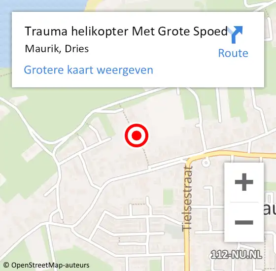 Locatie op kaart van de 112 melding: Trauma helikopter Met Grote Spoed Naar Maurik, Dries op 12 juni 2024 12:49