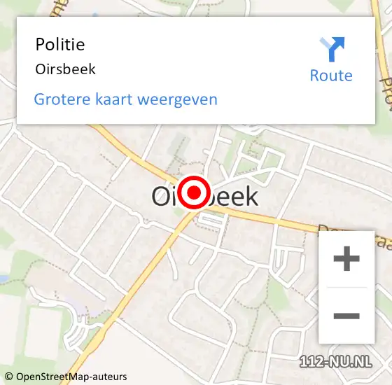 Locatie op kaart van de 112 melding: Politie Oirsbeek op 12 juni 2024 12:58