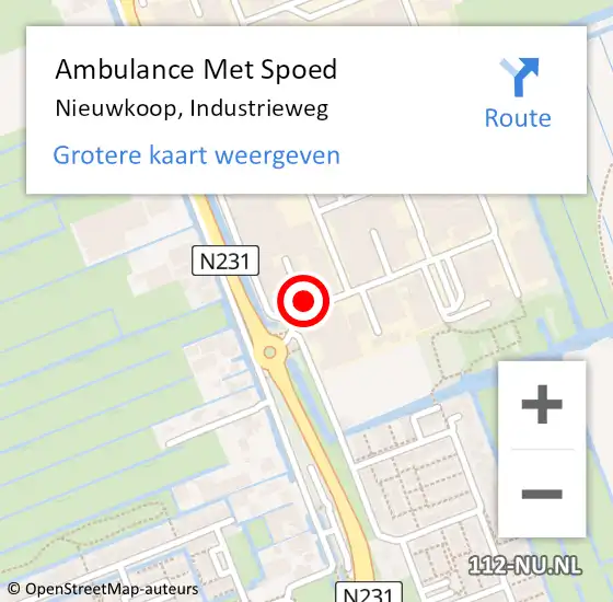 Locatie op kaart van de 112 melding: Ambulance Met Spoed Naar Nieuwkoop, Industrieweg op 12 juni 2024 13:00