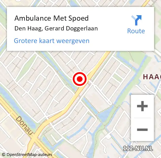 Locatie op kaart van de 112 melding: Ambulance Met Spoed Naar Den Haag, Gerard Doggerlaan op 12 juni 2024 13:14