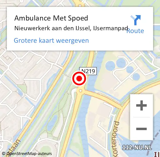 Locatie op kaart van de 112 melding: Ambulance Met Spoed Naar Nieuwerkerk aan den IJssel, IJsermanpad op 12 juni 2024 13:28