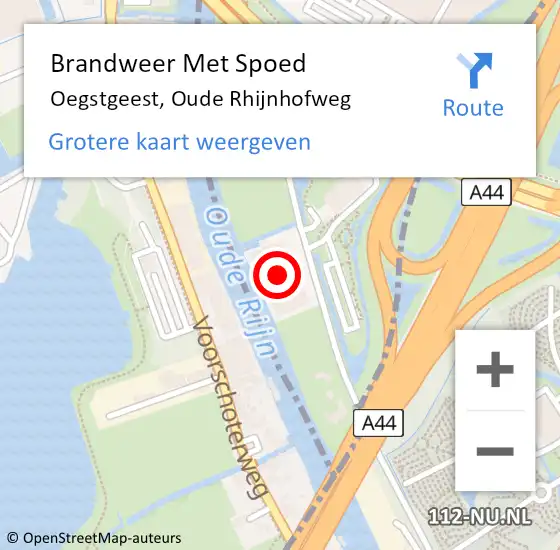 Locatie op kaart van de 112 melding: Brandweer Met Spoed Naar Oegstgeest, Oude Rhijnhofweg op 12 juni 2024 13:32