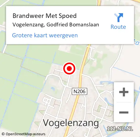 Locatie op kaart van de 112 melding: Brandweer Met Spoed Naar Vogelenzang, Godfried Bomanslaan op 12 juni 2024 13:42