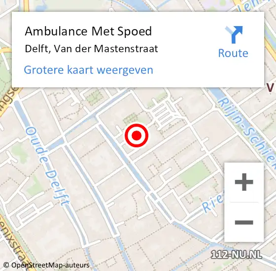 Locatie op kaart van de 112 melding: Ambulance Met Spoed Naar Delft, Van der Mastenstraat op 12 juni 2024 13:47