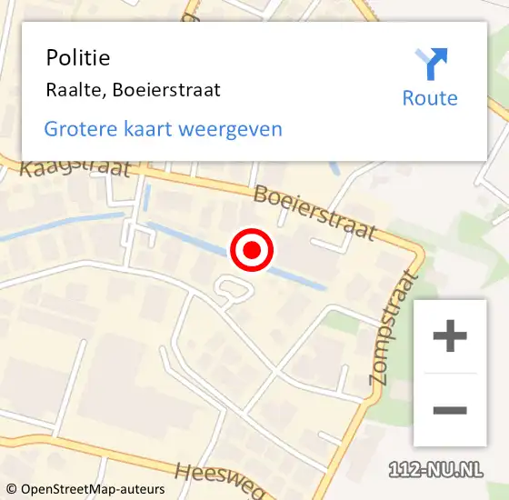 Locatie op kaart van de 112 melding: Politie Raalte, Boeierstraat op 12 juni 2024 13:49