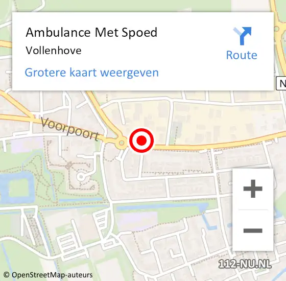 Locatie op kaart van de 112 melding: Ambulance Met Spoed Naar Vollenhove op 12 juni 2024 13:56