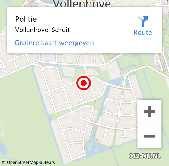 Locatie op kaart van de 112 melding: Politie Vollenhove, Schuit op 12 juni 2024 13:58