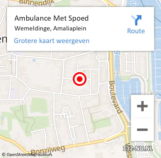 Locatie op kaart van de 112 melding: Ambulance Met Spoed Naar Wemeldinge, Amaliaplein op 9 oktober 2014 09:36