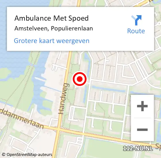 Locatie op kaart van de 112 melding: Ambulance Met Spoed Naar Amstelveen, Populierenlaan op 12 juni 2024 14:01