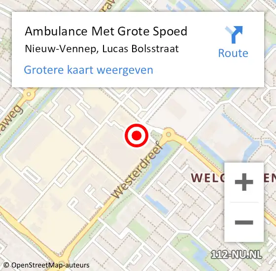 Locatie op kaart van de 112 melding: Ambulance Met Grote Spoed Naar Nieuw-Vennep, Lucas Bolsstraat op 12 juni 2024 14:15