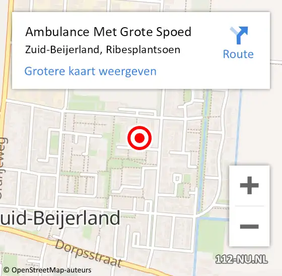 Locatie op kaart van de 112 melding: Ambulance Met Grote Spoed Naar Zuid-Beijerland, Ribesplantsoen op 12 juni 2024 14:26