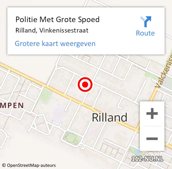 Locatie op kaart van de 112 melding: Politie Met Grote Spoed Naar Rilland, Vinkenissestraat op 12 juni 2024 14:40