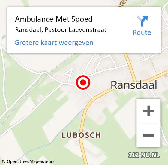 Locatie op kaart van de 112 melding: Ambulance Met Spoed Naar Ransdaal, Pastoor Laevenstraat op 17 oktober 2013 06:30