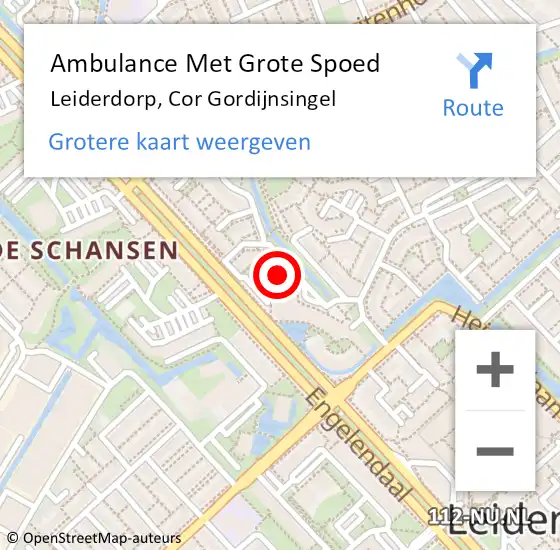 Locatie op kaart van de 112 melding: Ambulance Met Grote Spoed Naar Leiderdorp, Cor Gordijnsingel op 12 juni 2024 14:57