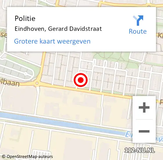 Locatie op kaart van de 112 melding: Politie Eindhoven, Gerard Davidstraat op 12 juni 2024 14:59