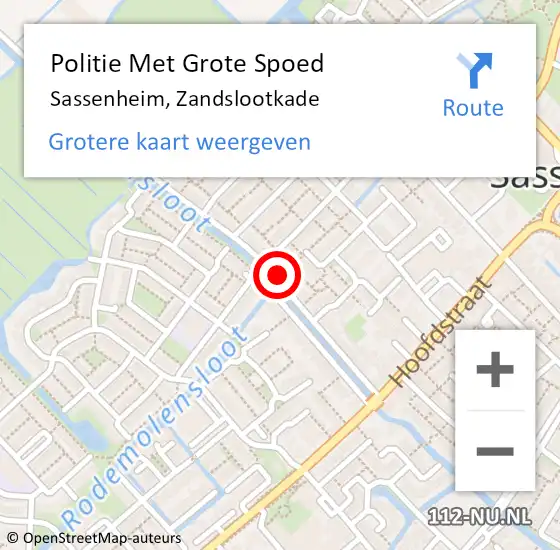 Locatie op kaart van de 112 melding: Politie Met Grote Spoed Naar Sassenheim, Zandslootkade op 12 juni 2024 15:07