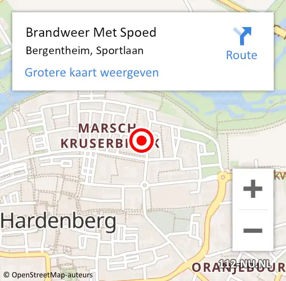 Locatie op kaart van de 112 melding: Brandweer Met Spoed Naar Bergentheim, Sportlaan op 12 juni 2024 15:07