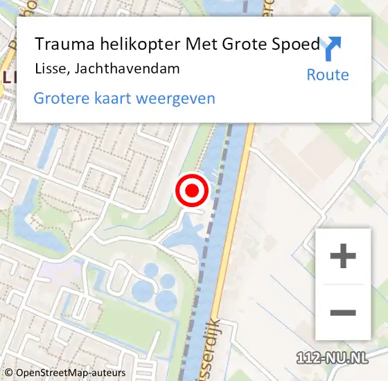 Locatie op kaart van de 112 melding: Trauma helikopter Met Grote Spoed Naar Lisse, Jachthavendam op 12 juni 2024 15:22