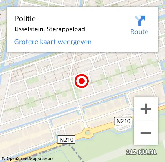 Locatie op kaart van de 112 melding: Politie IJsselstein, Sterappelpad op 12 juni 2024 15:24