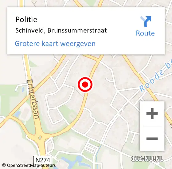 Locatie op kaart van de 112 melding: Politie Schinveld, Brunssummerstraat op 12 juni 2024 15:51